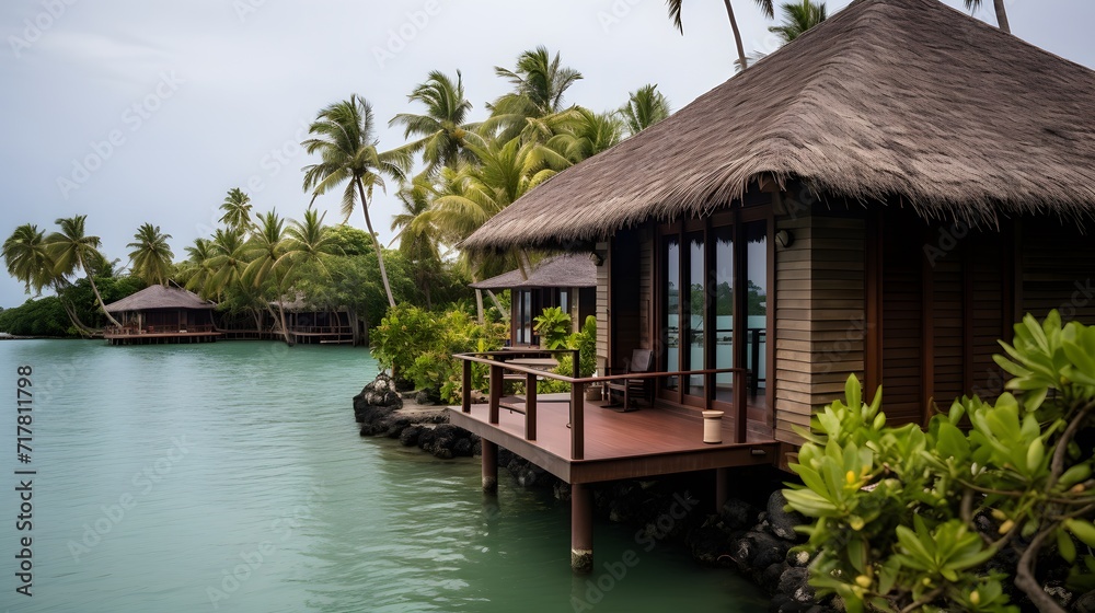 Exotic wooden houses on the water.