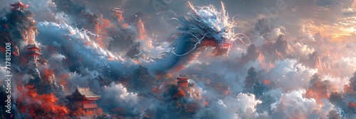 Dragon's Den: A Fantastical Journey Through the Clouds Generative AI photo