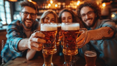 Cheers to the New Year  Friends Celebrate with Beer and Smiles Generative AI