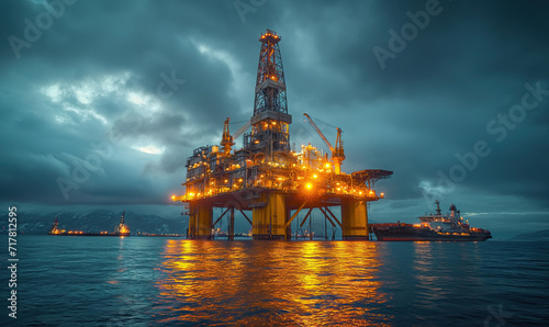 Industrial offshore drilling rig in the middle of the sea. © Andreas