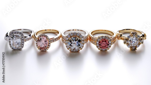 set of Engagement rings isolated on white background,