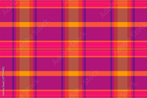 Book check pattern plaid, no people fabric textile texture. Outside background seamless tartan vector in bright and purple colors.