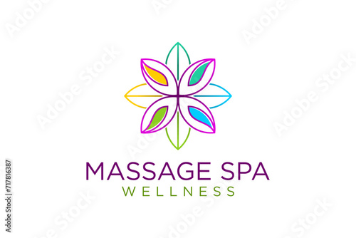 Mandala flower ornament massage spa body care and beauty for women, health and relaxation clinic icon symbol.