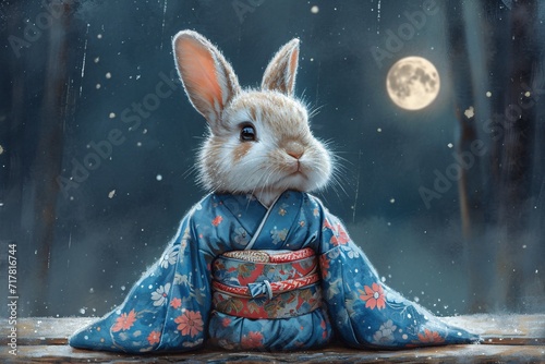 Rabbit in a Kimono: A Cute and Creative Artwork for the Month of April Generative AI