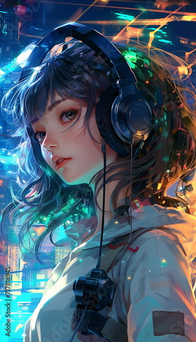 anime girl technopunk photo