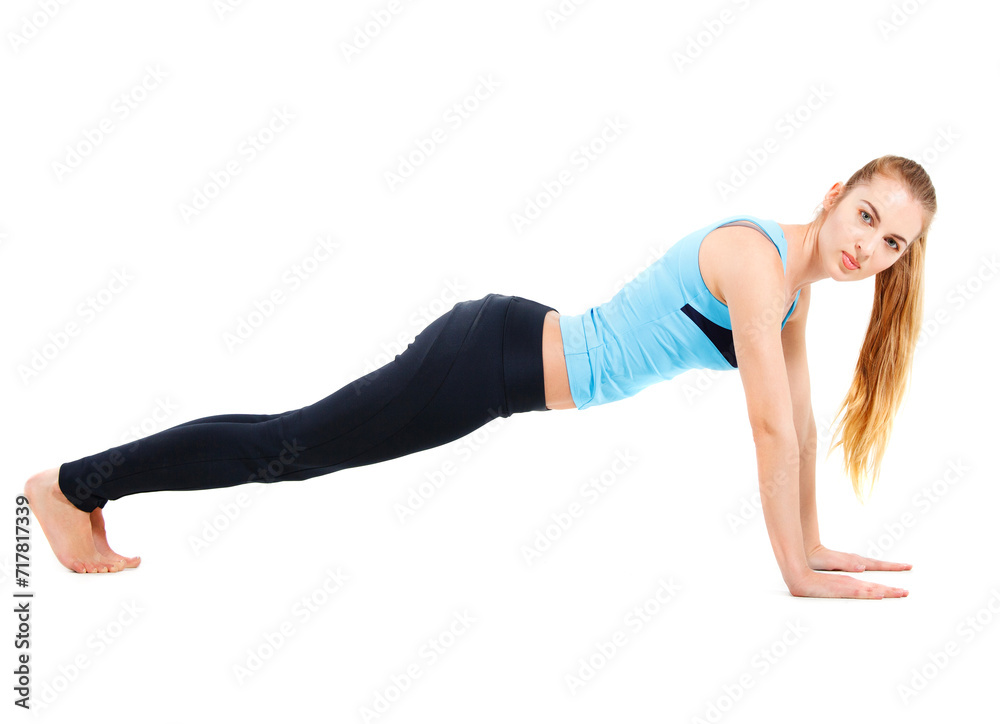Blond young woman doing her yoga stretch Blond young woman doing her yoga stretch
