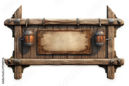 Papier peint Old wooden medieval tavern signboard.