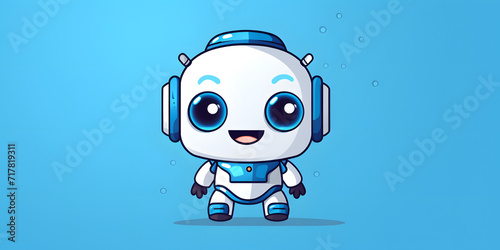 robot ai chatbot character vector on isolated bkue background photo
