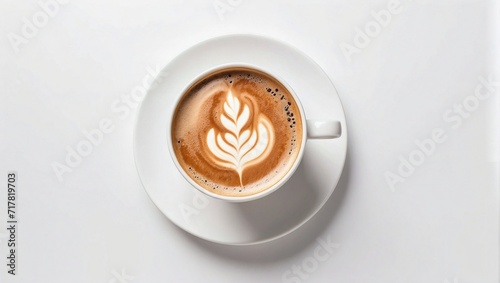 Cup of coffee on white background, copy space