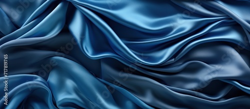 Navy blue silk satin Silky shiny fabric