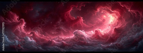 Pink Nebula in the Sky Generative AI