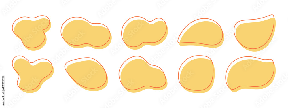 set of orange vector abstract fluid liquid shapes, offer, speech bubble set of orange vector abstract fluid liquid shapes, offer, speech bubble
