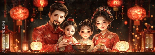 Chinese New Year Celebration: A Family Gathering for the Lunar New Year Generative AI photo