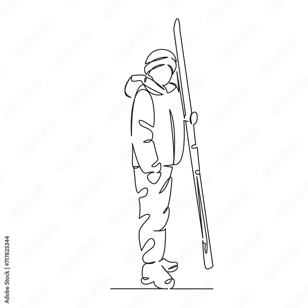 Obraz premium girl with skis