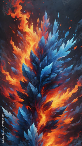 Abstract watercolor background with fire.