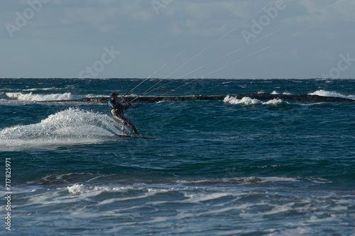 Kite surfing.Windsurf.Kite boarding.
To fly a kite. Surfers of all ages train in the Mediterranean. Flying a kite on the beaches of Cyprus.