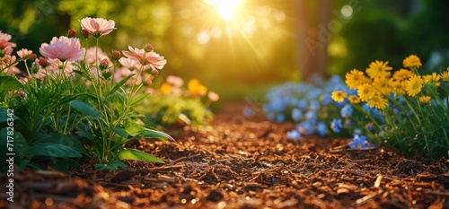 Fototapeta Naklejka Na Ścianę i Meble -  use mulch when planting flowers