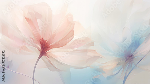Elegant tender flowers transparent watercolour background. Pastel colour palette. Generative AI photo