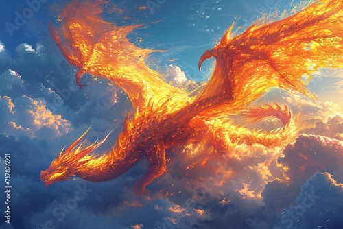Fiery Dragon Soaring in the Sky: A Celestial Sight for the Month of August Generative AI © Mansi