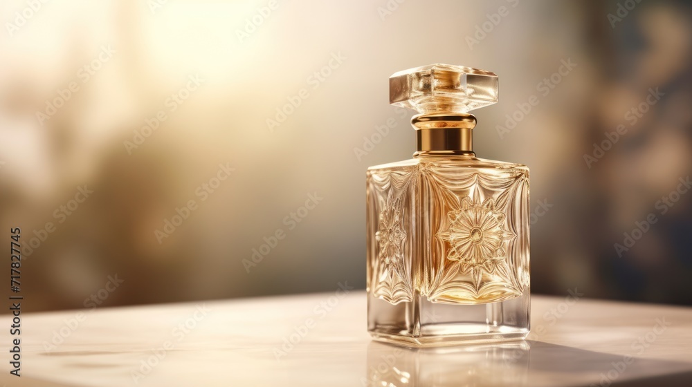 Beautiful luxury golden perfume bottle Beautiful luxury golden perfume bottle
