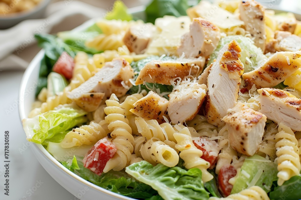 caesar pasta chicken salad with cheese. generative AI caesar pasta chicken salad with cheese. generative AI