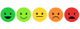 feedback emoticon scale customer review rating icon isolated on white and transparent background. happy sad angry good bad medium. green yellow orange red color icon flat style vector illustration