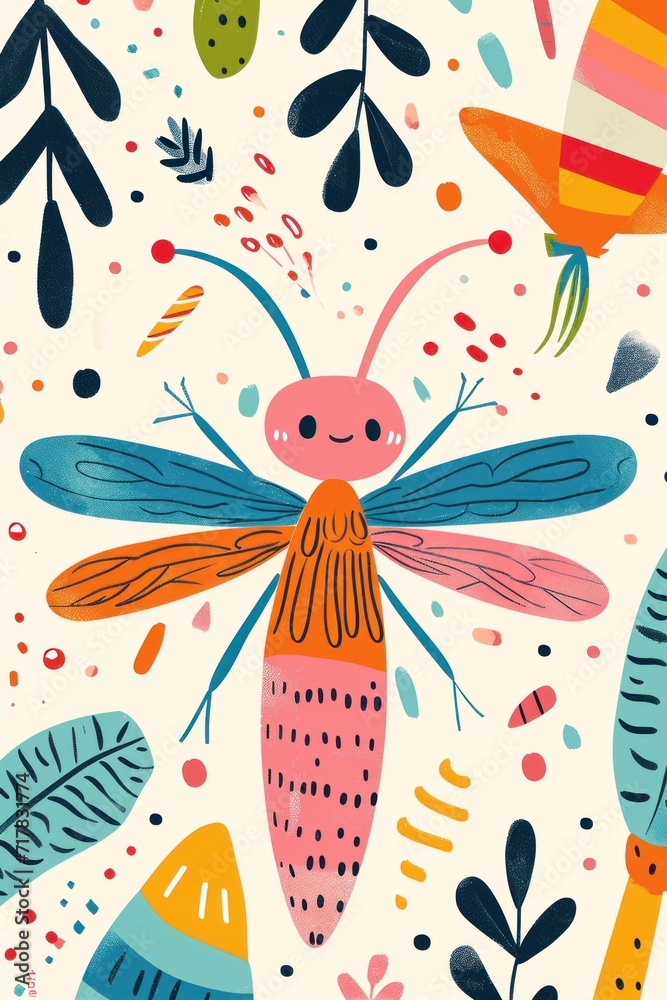 The hues of this greeting card pop with a playful dragonfly design. The hues of this greeting card pop with a playful dragonfly design.