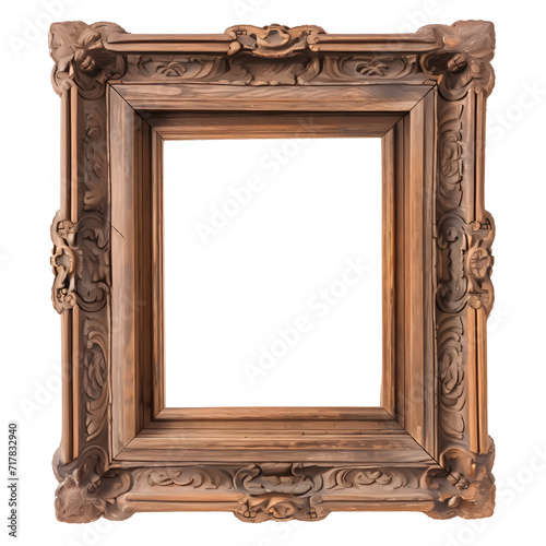 Beautiful antique wooden picture frame isolated