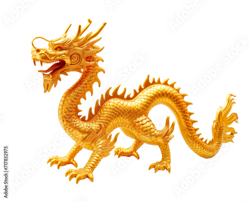 gold Chinese dragon 3d on white background.