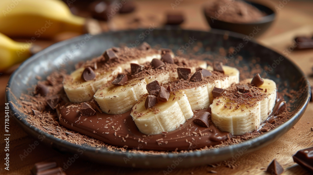 Banana with chocolate dessert Product photo Banana with chocolate dessert Product photo
