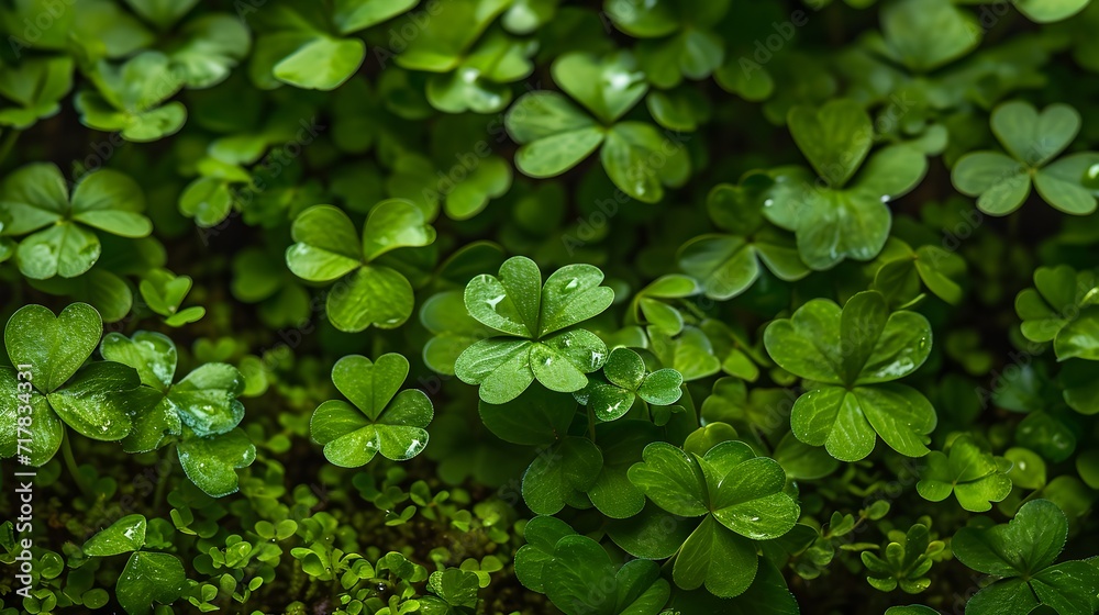 green clover texture closeup view, forest floor pattern of shamrocks green clover texture closeup view, forest floor pattern of shamrocks