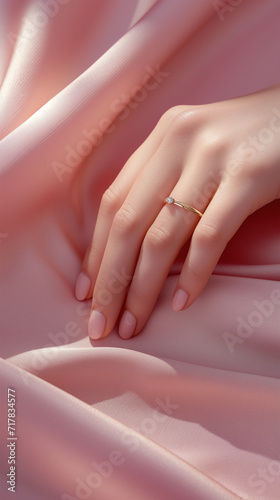 Ring mockup on woman hand closeup. Fashion beauty jewelry ring mockup on female hand