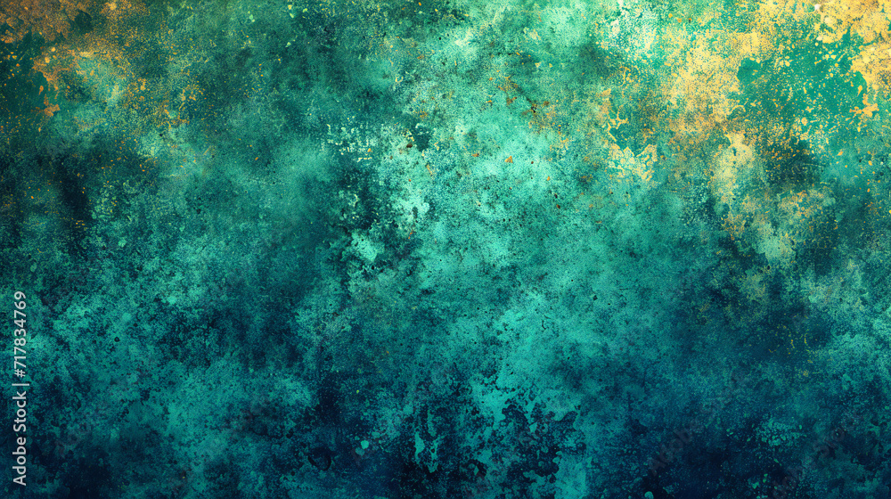 Textured Abstract Background, Blue and Green Grunge Painting, Vintage and Artistic Design with Old Paper Feel