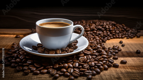 Coffee cup and coffee beans © Hassan