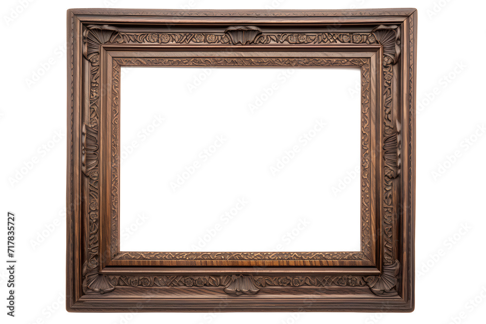 Dark Old style wooden Painting frame isolated on white background Dark Old style wooden Painting frame isolated on white background
