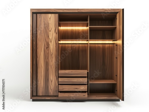 wooden cabinet isolated on white background