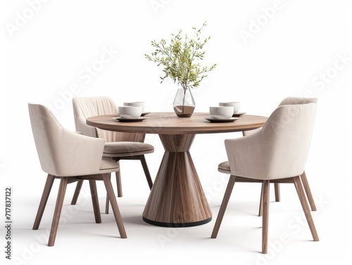 table and chairs in a restaurant isolated white background
