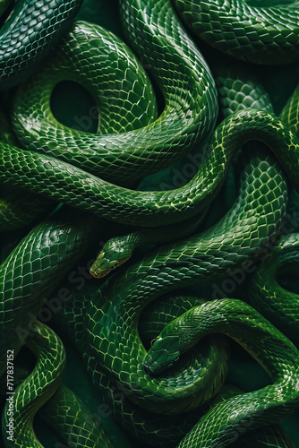 green snakes top view pattern photo