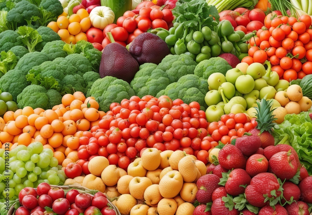 A hug group of fresh vegetables and fruits A hug group of fresh vegetables and fruits