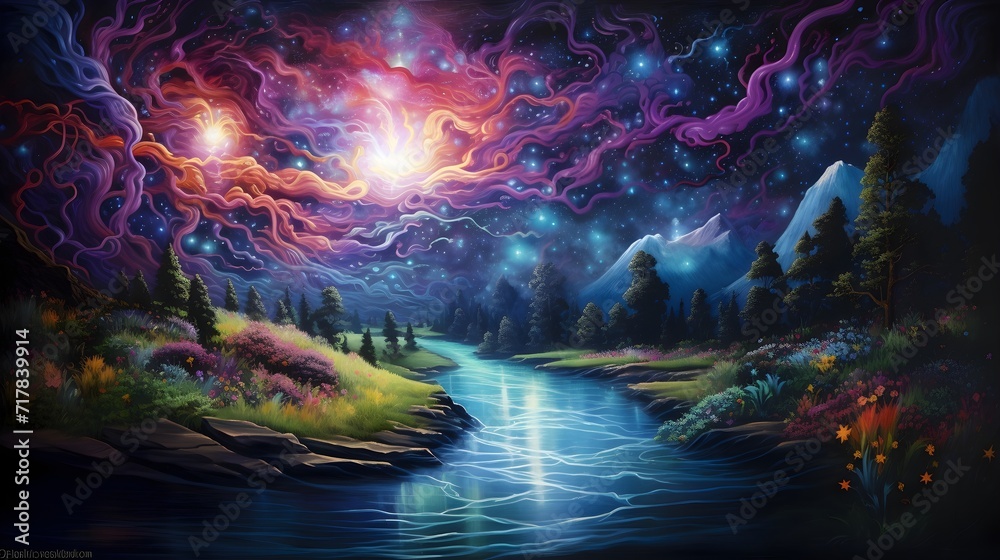 Cosmic River of Love: Liquid Energy Carrying Positive Affirmations Across the Universe