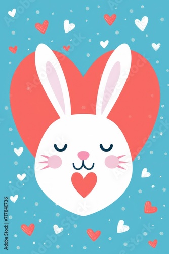 Adorable fluffy bunny and a red heart.