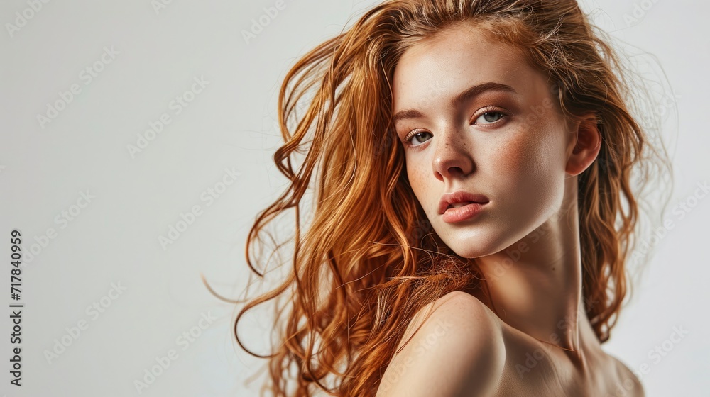 Naklejka premium a young beautiful model posing isolated on white background,