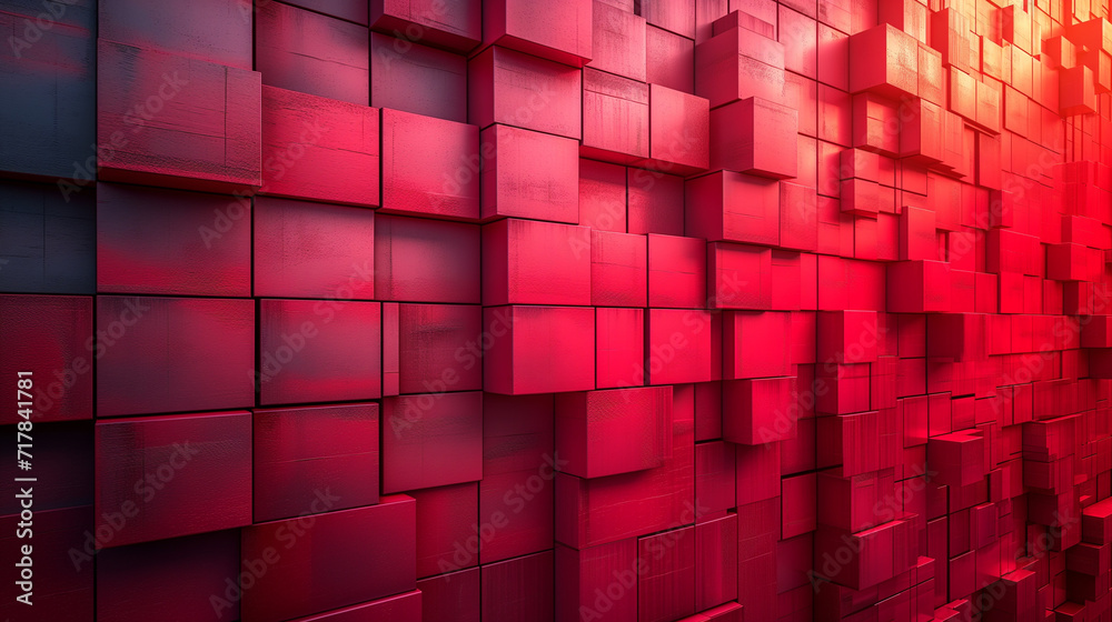 Red 3D Cube Wall Texture with Matte Finish and Gradient Hues Red 3D Cube Wall Texture with Matte Finish and Gradient Hues