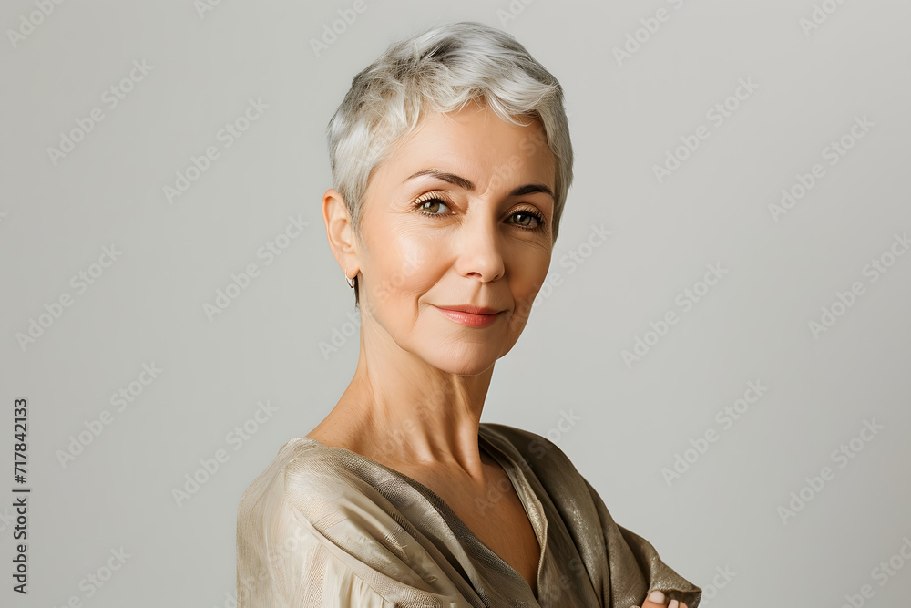 © Oksana_Latysheva - Closeup portrait of elderly beautiful woman with short hair © Oksana_Latysheva - Closeup portrait of elderly beautiful woman with short hair