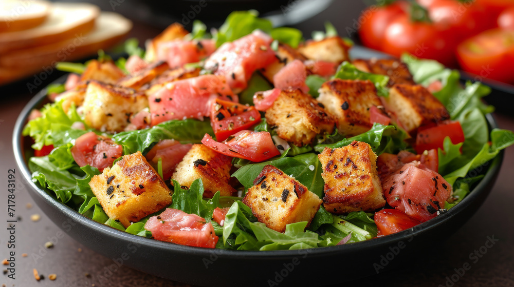 Cesar salad product photo decoratedon a plate Cesar salad product photo decoratedon a plate