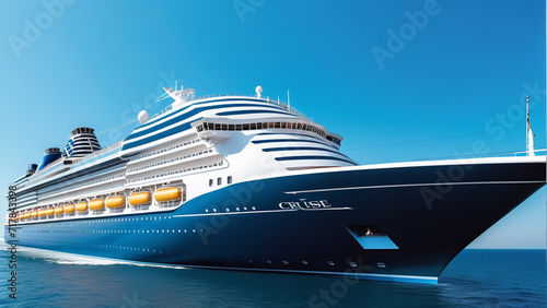 Luxury Cruise Ship Sailing Under the Clear Blue Sky: A Maritime Adventure © ShareareKhan