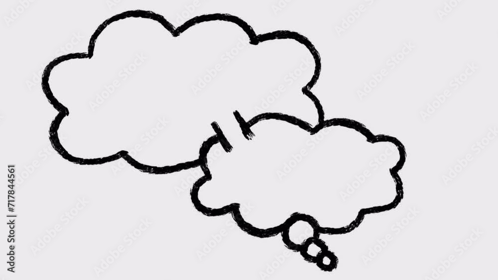 2d animation of appearance of hand-drawn speech bubble with boil effect. 4K video with alpha-channel.