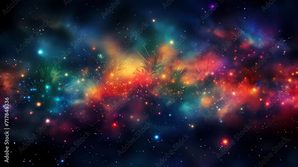 Fototapeta premium Happy New Year, burning fireworks with bokeh light background