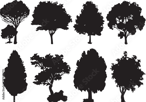 Set Trees. Hand drawn vector illustration