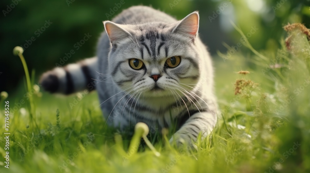 Beautiful American Shorthair Cat Scratching Ticks